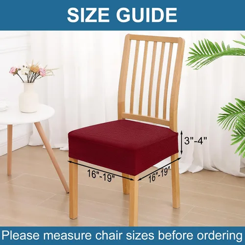 Miniatura 2 de smiry Fundas de asiento impermeables para sillas de comedor, juego de 6, fundas elásticas de jacquard extraíbles y lavables, sin fundas traseras