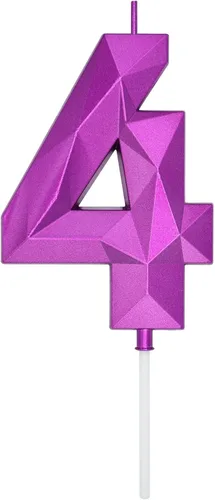Miniatura 13 de DERVENTA Velas de cumpleaños con números grandes, 3D, color rosa, 3.7 pulgadas, decoración para tartas de fiesta, 1 pieza (número 3 rosa)