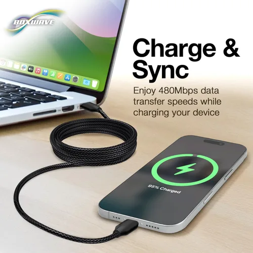 Miniatura 4 de BoxWave Cable compatible con Elgato Stream Deck - Cable PD DirectSync (10 pies) - USB-C a USB-C (100 W), cable largo de aleación de nailon trenzado
