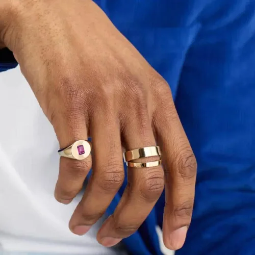 Miniatura 8 de NOKMIT Anillos rellenos de oro de 14 quilates de 0.197 in para mujeres y niñas, delicado y grueso, anillo de compromiso para el pulgar, regalo