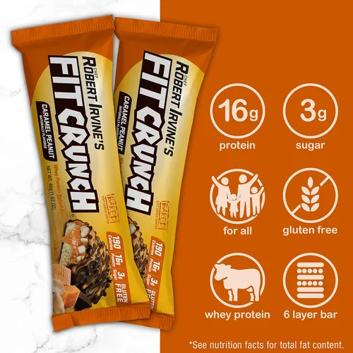 Miniatura 4 de FITCRUNCH Barras de proteínas tamaño aperitivo, diseñadas por Robert Irvine, la única barra horneada de 6 capas del mundo, solo 0.11 onzas de azúcar