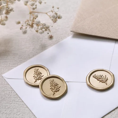 Miniatura 3 de UNIQOOO Pegatinas de Sello de Cera - Pegatinas de Sello de Sobre para Invitación de Boda de Romero, 100 Piezas de Pegatinas Metálicas Autoadhesivas