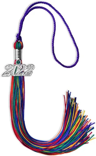 Miniatura 103 de Endea Graduation Borla de triple color con gota de fecha plateada (negro/dorado/granate, 2020)