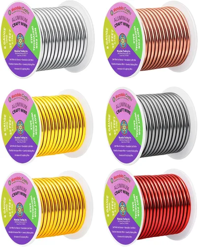 Miniatura 194 de Mandala Crafts - Alambre de aluminio anodizado de 8 calibre para hacer joyas - 9.75 m de alambre flexible negro colorido - Flexible para bonsái
