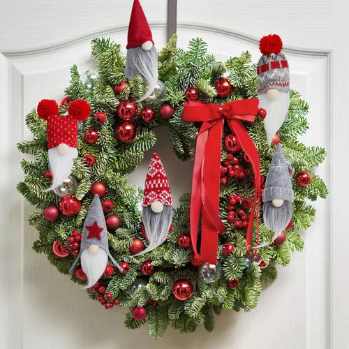 Miniatura 4 de D-FantiX Juego de 6 adornos de Navidad de gnomo, hechos a mano, gnomos suecos Tomte, adornos decorativos de felpa para colgar en el árbol