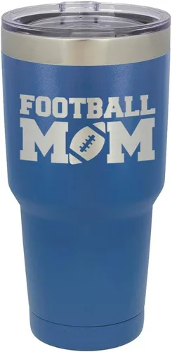 Miniatura 13 de FOOTBALL MOM - Vaso negro de 30 onzas con popote y tapa superior deslizante Taza de viaje de acero inoxidable Comparar con Yeti Rambler