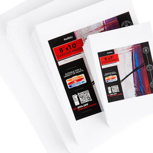 Neliblu Lienzos blancos para pintar, paquete de 30, tableros de lienzo de pintura de algodón surtido para pintura al óleo y acrílica, lienzo