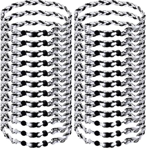 Miniatura 15 de Zeyune Collar de béisbol de 18 pulgadas para niños, tres cuerdas trenzadas, tornado, titanio, collar de cuerda de béisbol para hombre