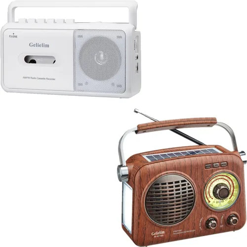 AM FM Radio retro de onda corta Altavoz Bluetooth con sonido cristalino + reproductor de cassette portátil grabadora de cinta con radio AM FM