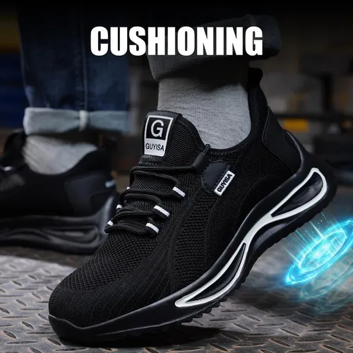 Miniatura 6 de GLANOUDUN Zapatos de punta de acero para hombres y mujeres, zapatos de trabajo transpirables para hombres, zapatos de trabajo ligeros con punta