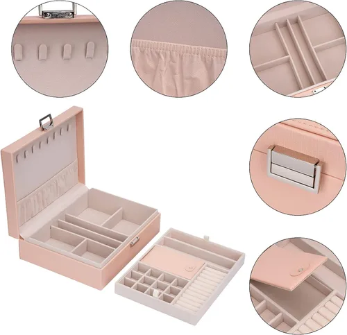 Miniatura 3 de ATAIMEISEN Caja organizadora de joyas, joyero de viaje, organizador de almacenamiento, caja de aretes, anillo, collar, caja grande de joyería