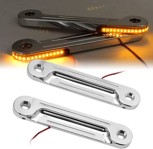Miniatura 10 de Soporte de señal de giro para horquilla delantera de motocicleta, amortiguador LED para Harley Touring Road King Street Gilde Electra Glide