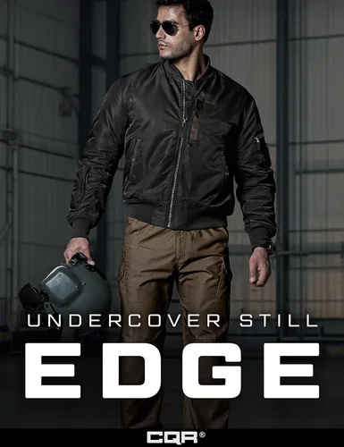 Miniatura 3 de CQR Chaqueta bomber casual para hombre, cortavientos con cremallera para exteriores de otoño/invierno, chaqueta de vuelo MA-1 acolchada resistente