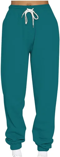 Pantalones con forro polar para mujer, estilo casual, holgados, color sólido, para invierno, cálidos, con forro de sherpa, pantalones deportivos de