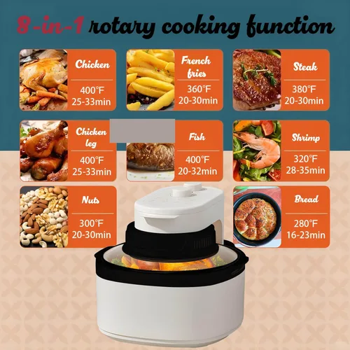 Miniatura 4 de Combo de horno tostador de freidora de aire 8 en 1: freidora de aire de vidrio grande de 7.5 cuartos de galón para la familia, tecnología HotAir