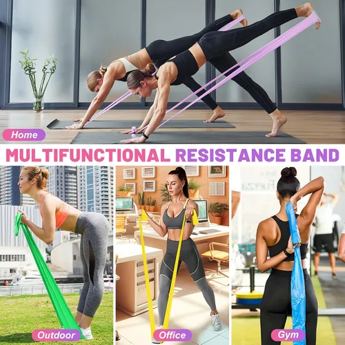 Miniatura 7 de 5 bandas de resistencia, bandas elásticas profesionales de ejercicio para fitness, yoga, pilates, estiramiento, entrenamiento de fuerza, bandas