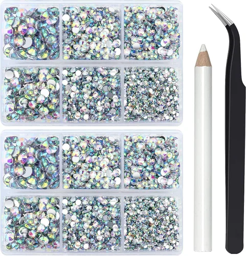 Miniatura 15 de Briskbloom 10000 piezas de diamantes de imitación con parte posterior plana para manualidades, zapatos, ropa, kit de circonita azul/circonita azul