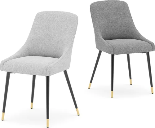 Miniatura 7 de COLAMY LUMA - Juego de 2 sillas de comedor de tela tapizada con patas de metal y cojín acolchado, sillas laterales sin brazos para comedor, cocina