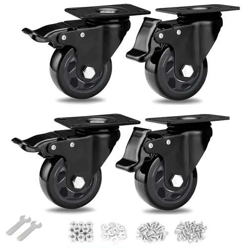 Miniatura 10 de Ruedas giratorias de 6 pulgadas, juego de 4 ruedas, ruedas resistentes con freno de 3000 libras, ruedas giratorias con placa superior, ruedas