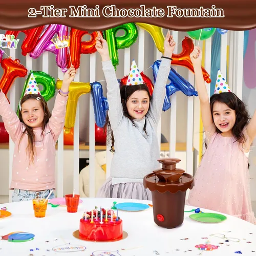 Miniatura 6 de Mini fuente de chocolate de 5 onzas con 10 tenedores, mini máquina de inmersión de chocolate de 2 niveles para uso con jarabe de chocolate, apta Café