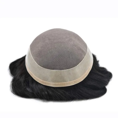 Miniatura 7 de LYRICAL HAIR Toupee - Peluca de cabello humano negro para hombre, monofilamento fino, monofilamento de piel polivinílica alrededor de los sistemas