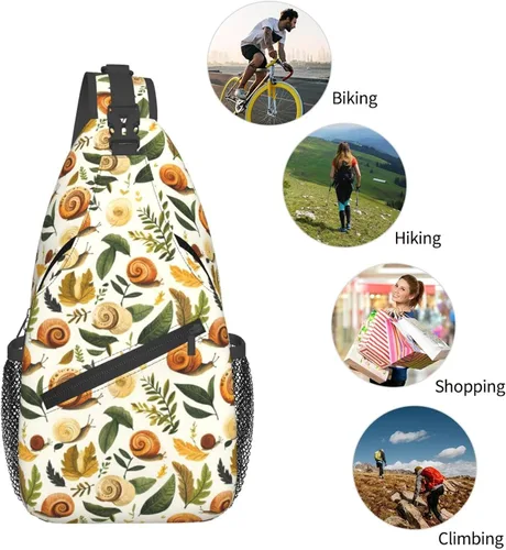 Miniatura 5 de Small Crossbody Bags for Women Men - Vintage Snail Leaves Print Adjustable Shoulder Bag Fanny Packs Belt Sling Bag Crossbody Purses Backpack for