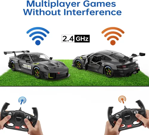 Miniatura 8 de RASTAR Coches RC 1/14 Porsche 911 GT2 RS Clubsport 25 Auto de juguete Porsche con control remoto para niños, gris 2.4GHz