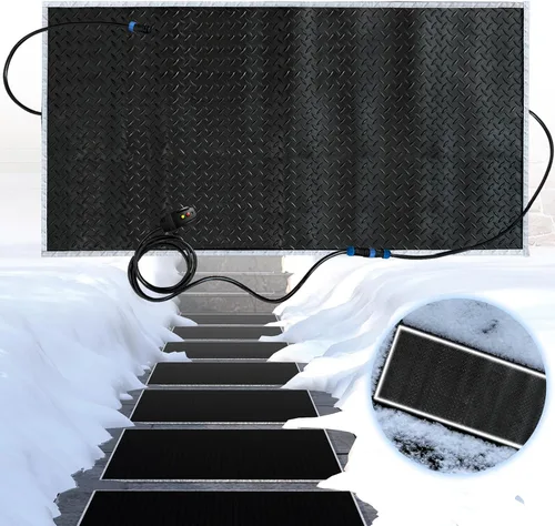 Miniatura 6 de Alfombrillas térmicas para derretir nieve al aire libre, alfombrilla de goma térmica antideslizante de 10" x 30" para hielo, velocidad