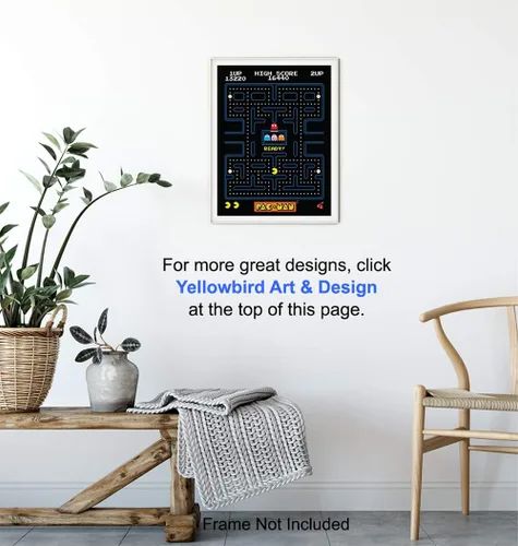 Miniatura 5 de YELLOWBIRD ART & DESIGN Pacman - Póster de juego de arcade, decoración de pared de 8 x 10 pulgadas, regalo único y genial para niños, hombres