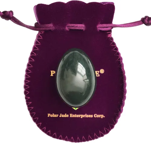 Miniatura 19 de Polar Jade Huevo de piedra hecho de jade nefrita, tamaño mediano (1.693x1.181 in), perforado, con cuerda sin encerar e instrucciones