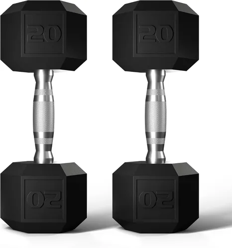 GRETERST Juego de mancuernas hexagonales con revestimiento de goma, pesas de mano para ejercicio y fitness para gimnasio en casa, entrenamiento de