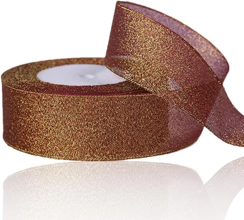 Cinta de purpurina color borgoña de 1-1/2 pulgadas x 25 yardas, cinta brillante metálica roja vino para árboles de Navidad, coronas, ramos,