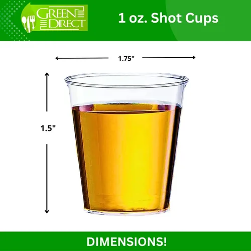 Miniatura 2 de Green Direct Vasos de chupito de plástico desechables de 1 onza, paquete de 100, pequeños vasos de plástico para vodka, whisky, tequila, vino
