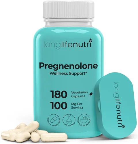 Pregnenolone - Soporte para el cerebro y las hormonas - 180 cápsulas vegetales para mejorar la memoria, la concentración y la vitalidad - Fabricado
