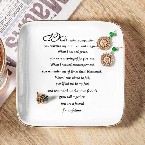 Miniatura 7 de PUDDING CABIN - Plato personalizado para anillos para regalos de amistad con el mensaje "You are a Friend For a Life Time