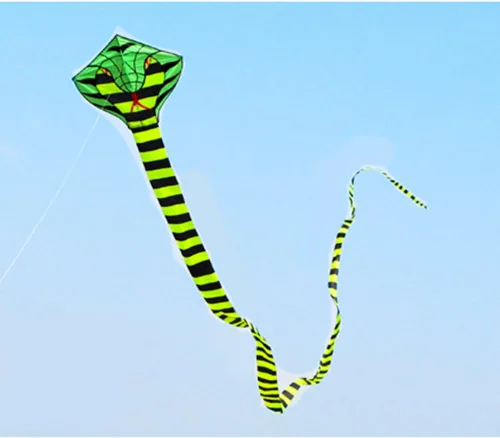 Miniatura 7 de Besra Cometa grande de serpiente cobra de 52 pies, colorida cometa de serpiente de cascabel con colas largas, deportes divertidos al aire libre
