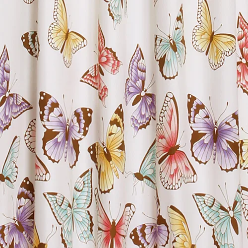 Miniatura 5 de Lush Decor - Cortinas de mariposas Flutter Juego de paneles con diseño de volantes para ventana de la sala, comedor, dormitorio (par), 84 x 52 Rosa