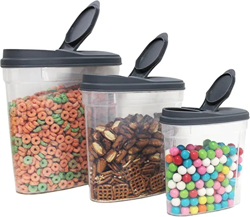 Miniatura 6 de Paquete de 2 recipientes herméticos medianos para almacenamiento de alimentos, 5 tazas (60.87 onzas), dispensadores sin BPA para aperitivos
