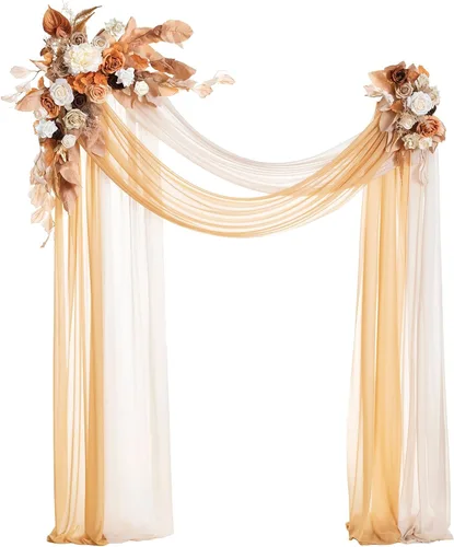 Miniatura 18 de Ling's moment Kit de Flores Artificiales de Arco de Boda de Otoño Paquete de 4, 2pcs Arreglo Floral Colgante 2pcs Cortinas de Ceremonia Telón
