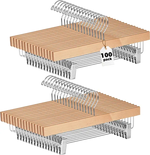 Miniatura 21 de Quality Hangers Perchas de madera para pantalones, paquete de 20 ganchos giratorios para ropa, falda de madera de loto, pantalones, pantalones