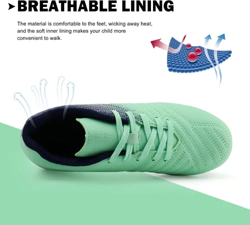 Miniatura 4 de Brooman - Zapatos deportivos con tacos para niños y niñas, zapatos de fútbol para usar al aire libre