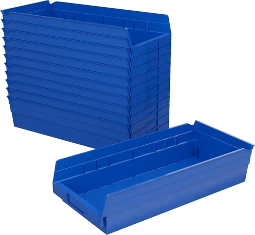 Akro-Mils 30128 Contenedores de plástico para estantes, contenedores de almacenamiento resistentes para organización de garaje, armario y cajones,