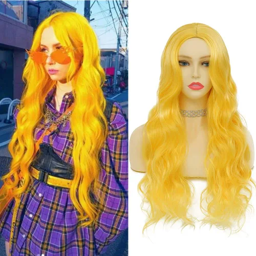Miniatura 9 de Tseses Long Blonde Curly Wig for Women Natural Wave Hair Wigs for White Women Cosplay Party Theater Costume Wig