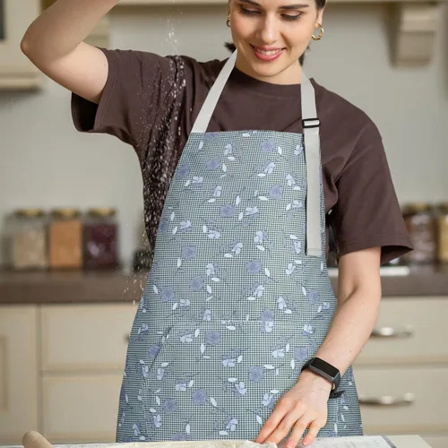 Miniatura 7 de Paquete de 3 delantales florales impermeables para mujer, correa ajustable con bolsillo, multiusos para cocina, arte, jardín