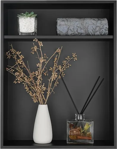 Miniatura 17 de JQK Niche de ducha sin necesidad de azulejos, estante de baño de níquel cepillado de 4 x 14 pulgadas, estante organizador de ducha empotrado