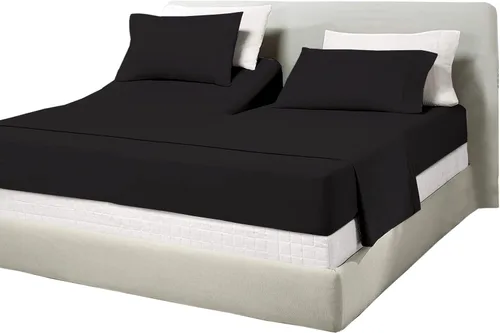 Miniatura 18 de Juego de sábanas de algodón de 600 hilos tamaño Queen dividido para base de cama ajustable, juego de sábanas de 4 piezas con bolsillo profundo
