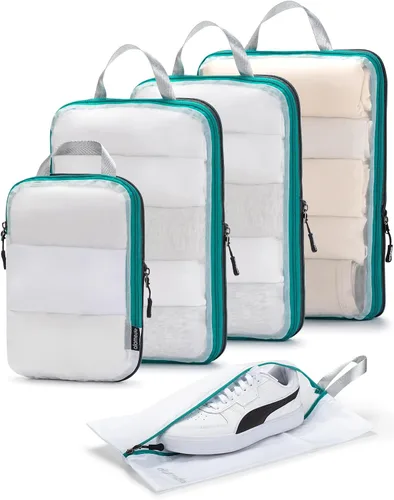 Cubos de embalaje de compresión de viaje Juego de cubos de embalaje de malla transparente para maletas, bolsas organizadoras de equipaje para