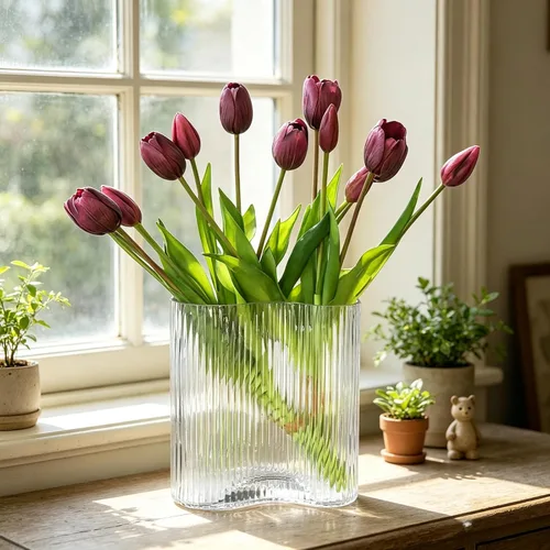 Miniatura 4 de 10 tulipanes artificiales de tacto real, tulipán de látex, tulipanes de plástico artificiales, ramo de flores falsas para mesa de comedor, hogar