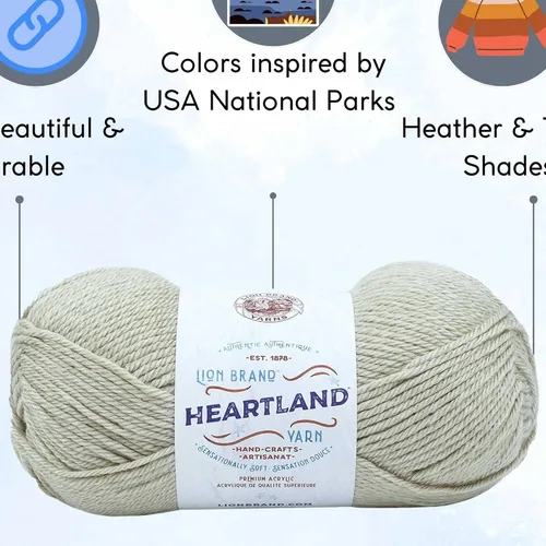Miniatura 2 de Lion Brand Heartland Dry Tortugas 136-099 (6 madejas, el mismo lote de tinte) estambre mediano #4 para tejer y tejer con bolsa de proyectos
