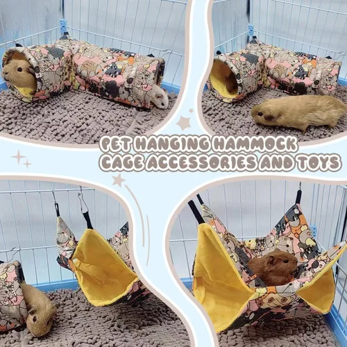 Miniatura 2 de Hamaca para hurón y túnel de rata de indias, túnel de esquina de animales pequeños, tubos y cama para erizo, cerdito de chinchilla, juguetes y 4.